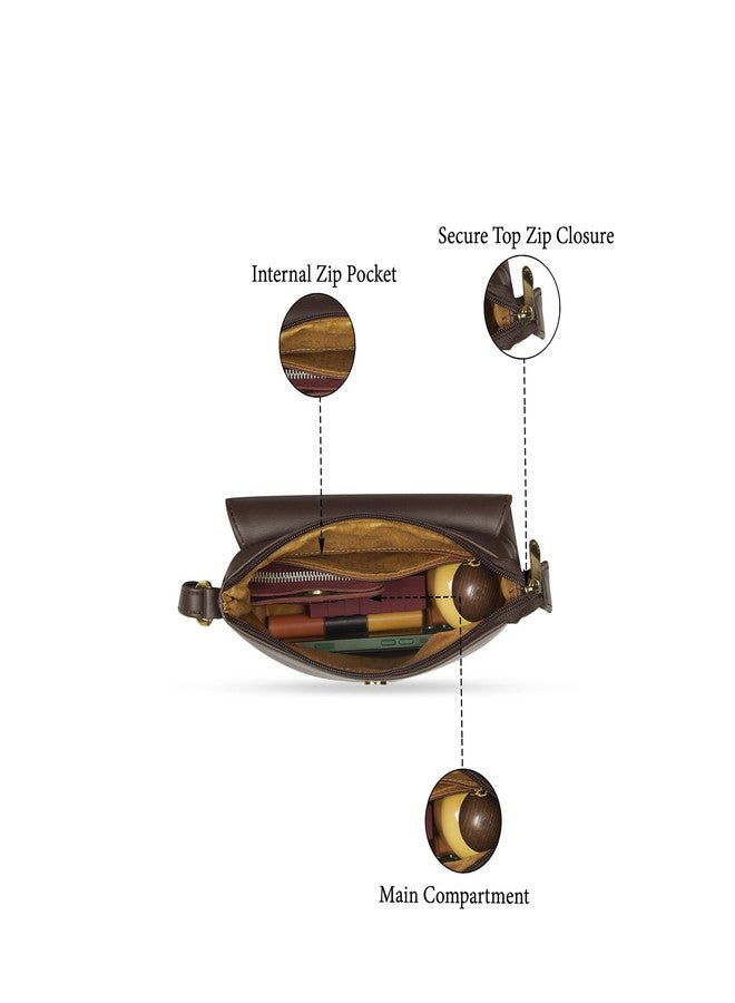 كابريس حقيبة كروس كبيرة من كابريس فيرجي للنساء بحزام قابل للتعديل | حقيبة يد متعددة الاستخدامات بسحاب وإغلاق مغناطيسي للاستخدام اليومي والسفر والمناسبات الخاصة (بني شوكولاتة) - Image 4